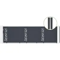 Casanoov Schiebetor Sunny 500x140cm Aluminium & 2 Eifel Pfosten 20x20cm H.166cm Grau
