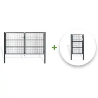 Casanoov Zauntor 2 Flügelig Razo 300x160cm Stahl & Zauntür 100x160cm Grau