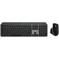 Logitech Master MX Keys S Combo for Mac, Kabellos, RF Wireless + Bluetooth, Scherenschalter, QWERTY, LED, Aluminium, Schwarz