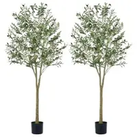 Costway 2er Set Künstliche Olivenbaum Kunstpflanze 180 cm Zimmerpflanze