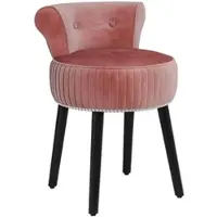 Costway Samt Schminkhocker mit Lehne Gepolsterter Vanity Sitzhocker Rosa