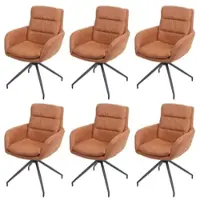 Mendler 6er-Set Esszimmerstuhl HWC-K32, Küchenstuhl Lehnstuhl Stuhl, drehbar Auto-Position, Stoff MVG Wildleder-Optik braun