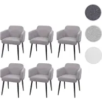 Mendler 6er-Set Esszimmerstuhl HWC-L13, Polsterstuhl Küchenstuhl Stuhl mit Armlehne, Stoff/Textil Metall grau