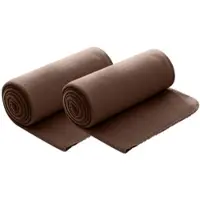 Wometo 2er Set Polar- Fleecedecke 130x160 cm ca. 400g wertiges Gewicht OekoTex mit Anti-Pilling Kettelrand Farbe braun