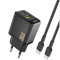 Dudao Ładowarka sieciowa A27MaxCEU PD QC 35W USB-A USB-C z kablem USB-C - czarna