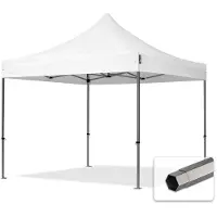 TOOLPORT 3x3m Stahl Faltpavillon, ohne Seitenteile, weiß