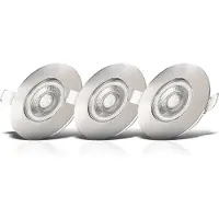 B.K.Licht 3er Set LED Bad Einbaustrahler, dimmbar, warmweiß, Einbauleuchten, 68mm Lochmaß, Matt-Nickel