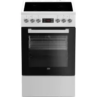 Beko FSE57302GWC, Freistehender Herd, Schwarz, Weiß, Drehregler, Berührung, Weiß, Vorne oben, Zonen-Induktionskochfeld