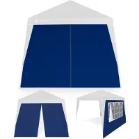 Casaria 2x Seitenteil für Pavillon 3x3m Wasserdicht mit Fenster mit Reißverschluss Garten Seitenwand Abdeckplane Faltpavillon Pop Up Stabil Blau