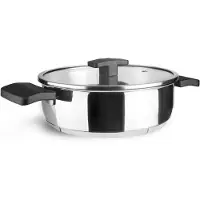 Lacor - 80628 - Kalksteinpfanne mit Deckel, Edelstahl 18/10, wärmeisolierende Griffe, induktionsfähig, ø28cm, 4.5 Liter