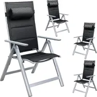 Casaria Gartenstühle 4er Set Klappbar Gepolstert Alu 8- Fach Verstellbar 120 kg Belastbarkeit Wetterfest Outdoor Balkon Camping Hochlehner Klappstuhl