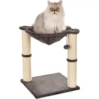 Amazon Basics Katzen-Kratzbaum mit Haus, Hängematte, Bett und Kratzstamm, 41 x 51 x 41 cm, grau