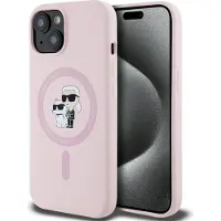Karl Lagerfeld Silikon Karl&Choupette MagSafe Apple iPhone 15 Plus pink