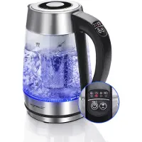 Aigostar 30OSU, 1,7 l, 2200 W, Glas, Kunststoff, Edelstahl, Regelbare Temperatur, Drahtlos, Warmhaltefunktion