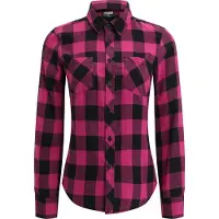 Urban Classics Langarmhemd "Damen Ladies Turnup Checked Flanell Shirt" 1 Stk.