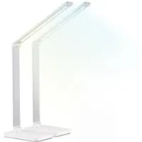 Lunartec 2er-Set Alu-Akku-Schreibtischleuchte, CCT, 280 lm, USB, silber/weiß