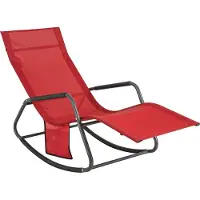 SoBuy OGS47-R Schaukelliege Garten Sonnenliege mit Seitentasche Gartenliege Relaxstuhl Liegestuhl Schwingliege Rot bis 120 kg belastbar BHT ca: 145x84x57cm