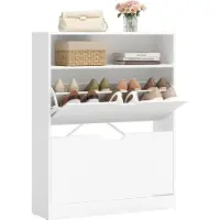 Vasagle CUSTOS Kollektion - Schuhschrank Schuhkipper 2 Klappen 24 × 80 × 102 cm wolkenweiß LBC048W01