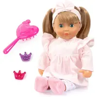 Bayer Design 93834AK Puppe mit Haaren, Funktion, Schlafaugen, Spielpuppe lacht, Küsschengeräusch, 38 cm
