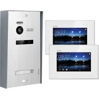 Balter EVO Aufputz Silber 2-Draht BUS 2x7" Monitor Weiß Video Türsprechanlage Set für 1 Familienhaus