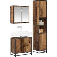 vidaXL Badezimmermöbel-Set mit Regal 3 pcs Altholz Holzwerkstoff