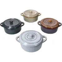 MamboCat 4er Set Cocotte mit Deckel Gr.S 350 ml beige hellblau dunkelblau lila