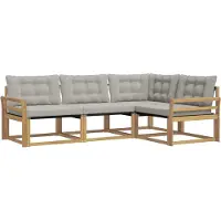 vidaXL Outdoor-Sofagarnitur 4 stk. Weiß und Hellgrau