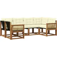 vidaXL Outdoor-Sofagarnitur 6 Stk. Natur und Creme