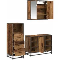 vidaXL Badezimmermöbel-Set mit Schubladen 3 pcs Altholz Holzwerkstoff