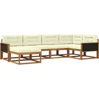 vidaXL Outdoor-Sofagarnitur 6 Stk. Natur und Creme