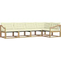 vidaXL Outdoor-Sofagarnitur mit Kissen 5 pcs Weiß und Creme