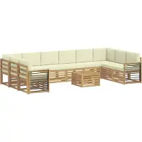vidaXL Outdoor-Sofagarnitur 11 stk. Weiß und Creme Polyester