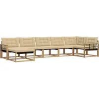 vidaXL Outdoor-Sofagarnitur 7 Stk. Weiß und Beige Massivholz Akazie