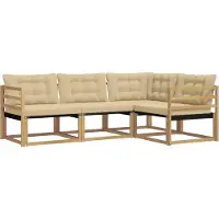 vidaXL Outdoor-Sofagarnitur 4 Stk. Weiß und Beige