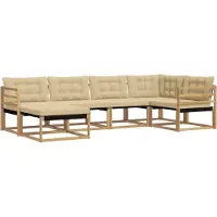 vidaXL Outdoor-Sofagarnitur 6 stk. Weiß und Beige Massivholz Akazie