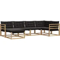 vidaXL Outdoor-Sofagarnitur 6 Stk. Weiß und Schwarz Massivholz Akazie
