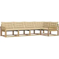 vidaXL Outdoor-Sofagarnitur mit Kissen 5 pcs Weiß und Beige