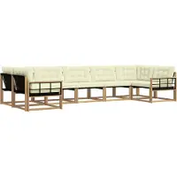vidaXL Outdoor-Sofagarnitur mit Kissen 7 pcs Weiß und Creme