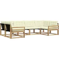 vidaXL Outdoor-Sofagarnitur mit Kissen 6 pcs Weiß und Creme