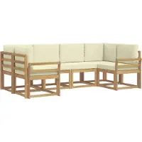 vidaXL Outdoor-Sofagarnitur 6 Stk. Weiß und Creme