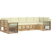 vidaXL Outdoor-Sofagarnitur 7 Stk. Weiß und Creme Polyester