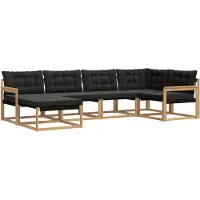 vidaXL Outdoor-Sofagarnitur 6 stk. Weiß und Schwarz Massivholz Akazie