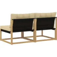 vidaXL Outdoor Mittelsofa Massives Akazienholz und Textilene Weiß