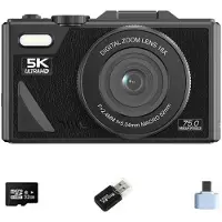 INF 5K Digitalkamera - 75MP, WiFi, Klappbildschirm, 64GB Karte & Zubehör
