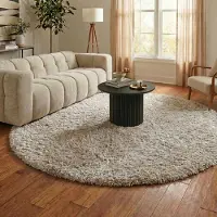 NATURL. Shaggy Teppich Rund - Blaze Beige Grau Ø 120 cm
