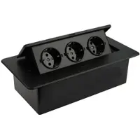 Designlight Einbausteckdose Kombibox 3x Steckdose schwarz 1,5m Kabel