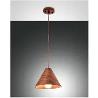 FABAS LUCE Pendelleuchte Esino E27 Ø250mm Walnussfarben Holz