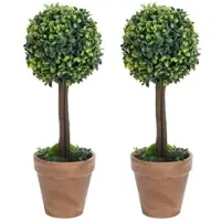 Furnicato Künstliche Buchsbäume 2 Stk. mit Topf Kugelform Grün 33 cm