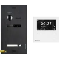 Balter EVO HD Unterputz Video Türsprechanlage Schwarz 1x 4.3 Zoll Mini HD Monitor Weiß Set für 1 Familienhaus