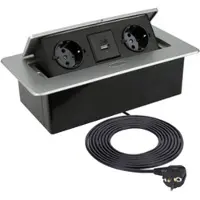 Designlight Einbausteckdose Kombibox 2x USB 2x Steckdose aluminium
